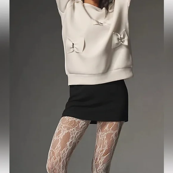 Maeve By Anthropologie English Factory Bow Sweatshirt NWOT - Picture 2 of 9